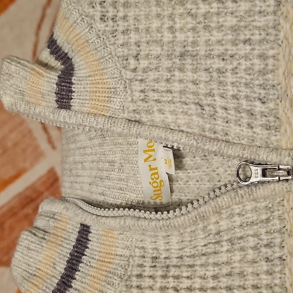 Sugar Moon Cozy Quarter Zip Cream and Mutliolor Crop Women's Sweater Sz M - Picture 4 of 7